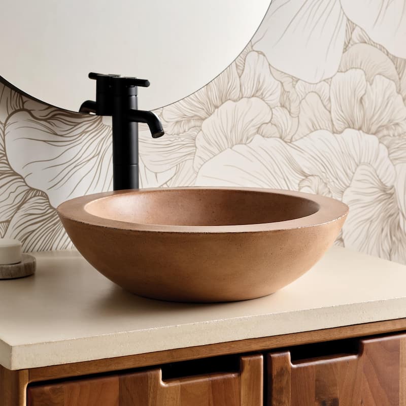 Morro 17-inch NativeStone Vessel Bathroom Sink - 17" x 5" - Terracotta