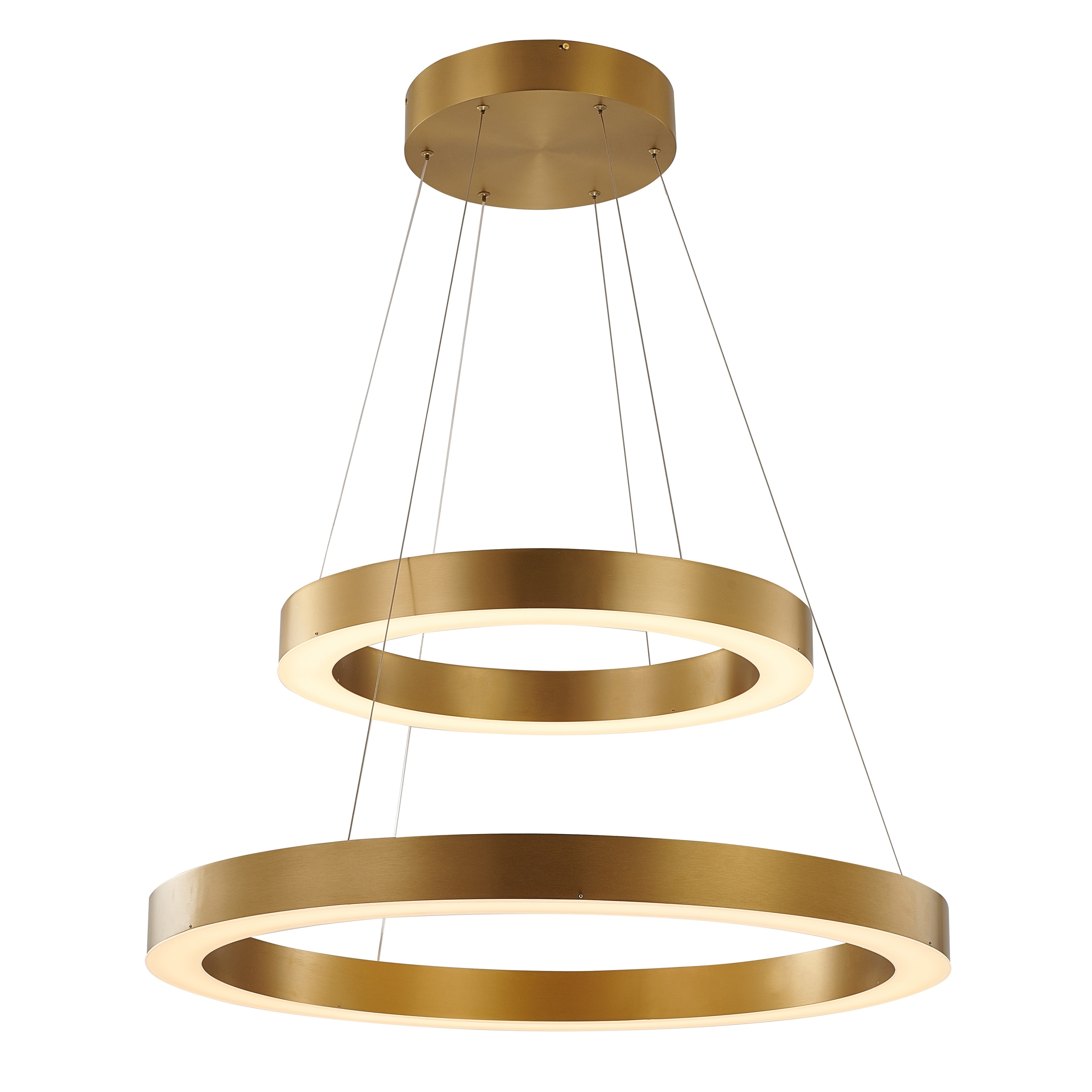 Transitional 2-Light Gold Stainless Steel Frame LED Chandelier - N/A