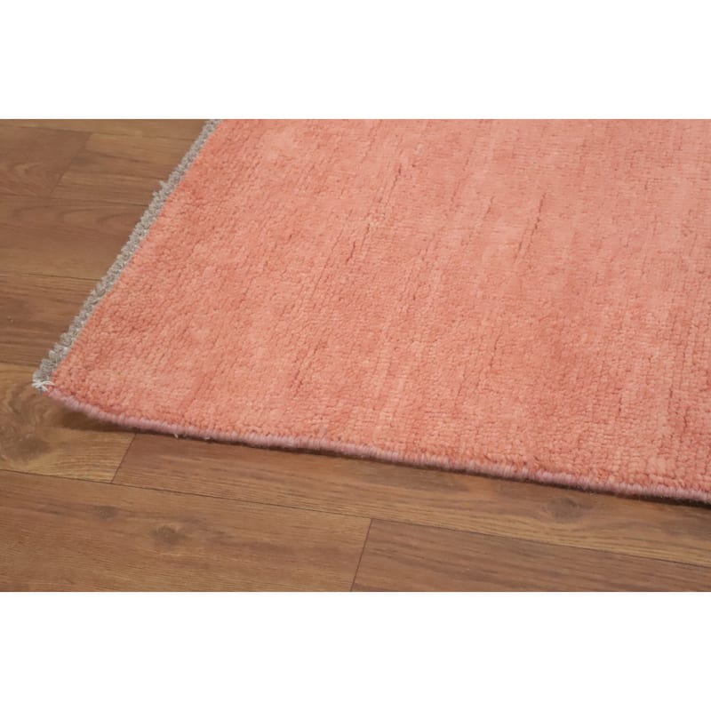 Solid Modern Coral Gabbeh Vegetable Dye Area Rug 9x12 - 12' 1'' X 9' 0''