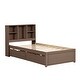 preview thumbnail 7 of 28, Twin Size Wooden Platform Bed Frame With Bookcase Headboard and 2 Drawers