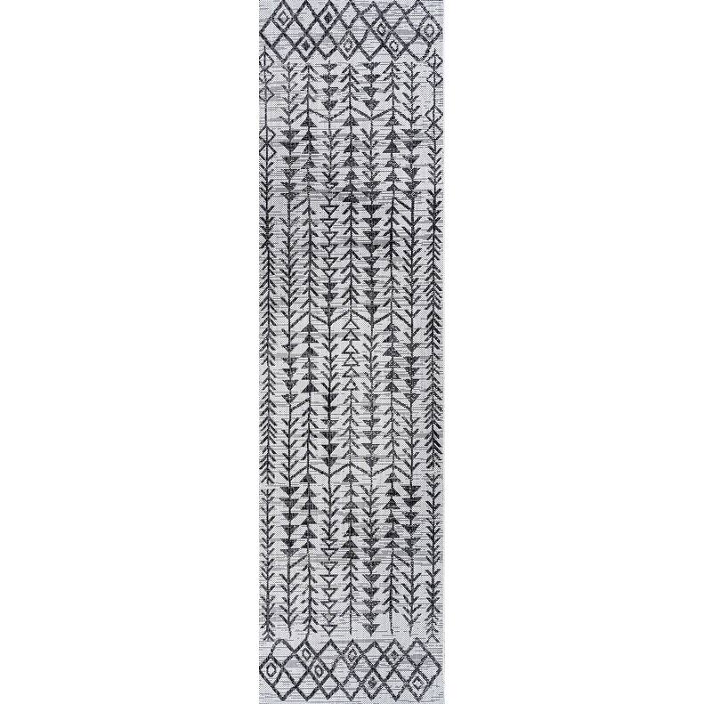 JONATHAN Y Sukie Bohemian Geometric Indoor/Outdoor Area Rug - 2 X 8 - Ivory/Black