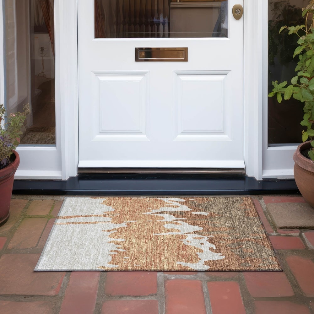 Machine Washable Indoor/ Outdoor Modern Abstract Chantille Rug