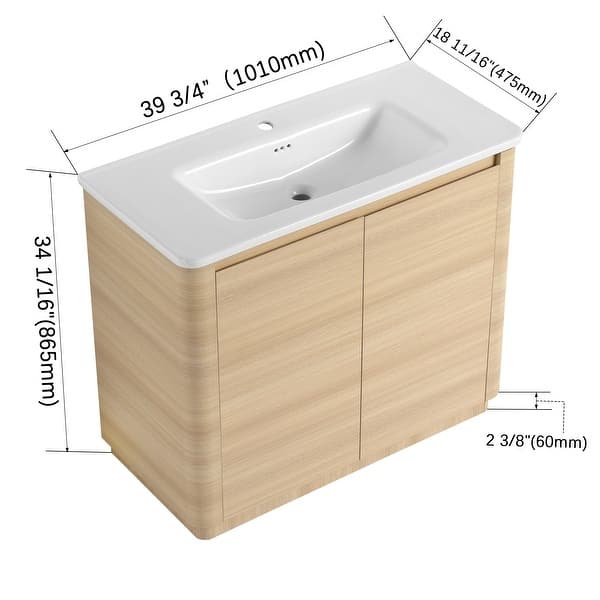 dimension image slide 9 of 10, BNK 36"/40"/48"/52"/60"/64"/84"/92" Bathroom Vanity With Sink, Freestanding Bathroom Vanity with Doors and Adjustable Shelf