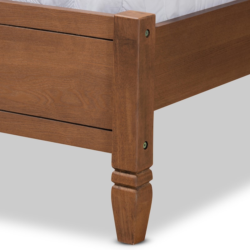 Redmond Walnut Wood and Synthetic Rattan Platform Bed
