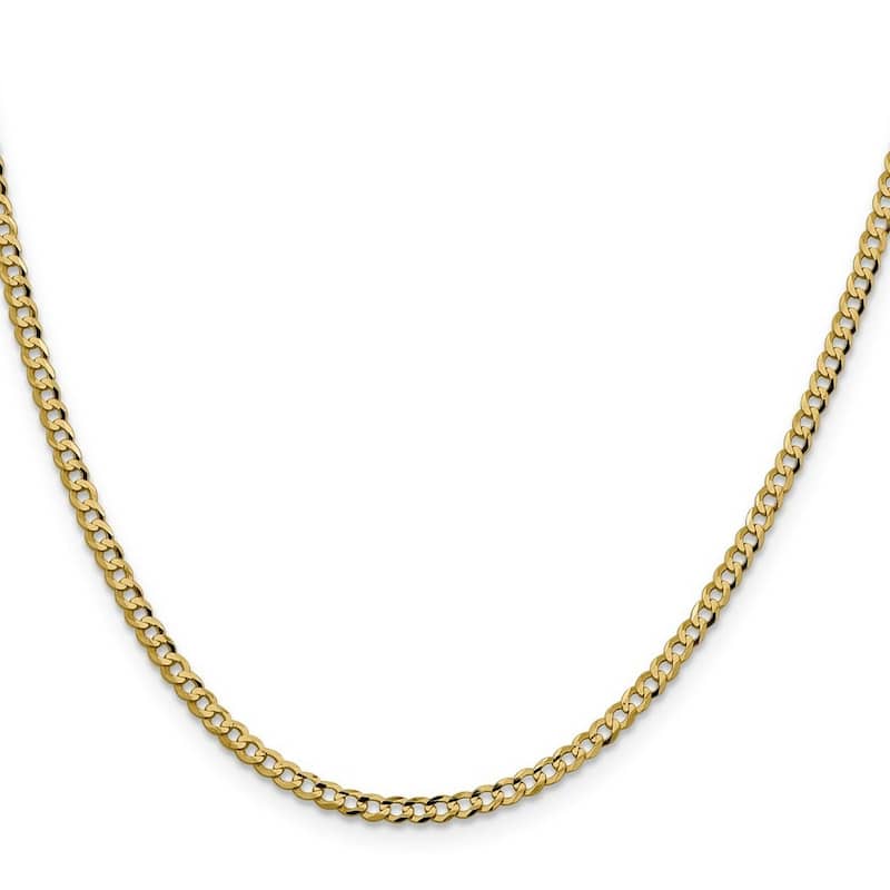 Curata 10k Yellow Gold Unisex 3.1mm Lightweight Flat Miami Curb Chain Bracelet Options: 7" 8" 9"