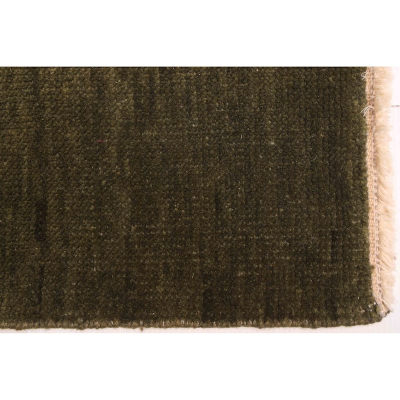 ECARPETGALLERY Hand-knotted Pak Finest Gabbeh Dark Olive Green Wool Rug - 9'0 x 12'3
