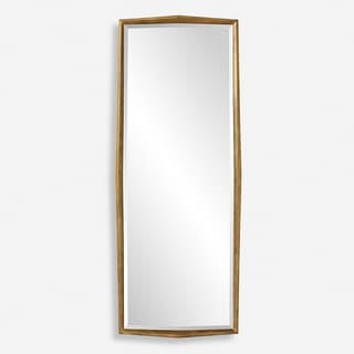 Faceted Profile Wood Framed Beveled Dressing Mirror - 76" - Antiqued Gold Finish