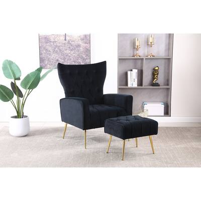 Modern Accent Chair with Ottoman, Comfy Armchair for Living Room, Bedroom, Apartment, Office