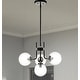 preview thumbnail 3 of 1, Teresa Black+Brushed Nickel 4-Light Globe Glass Shade Metal Chandelier