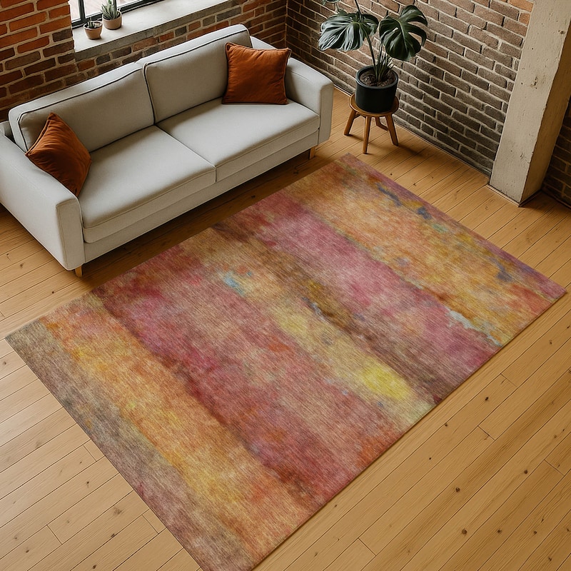 Machine Washable Indoor/ Outdoor Contemporary Ombre Chantille Rug