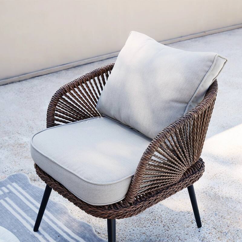 4-Person Outdoor Wicker Patio Conversation Seating Set with Coffee Table,