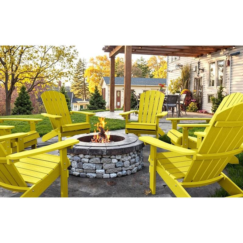 WINSOON All Weather HIPS Outdoor Plastic Adirondack Chairs Set of 2