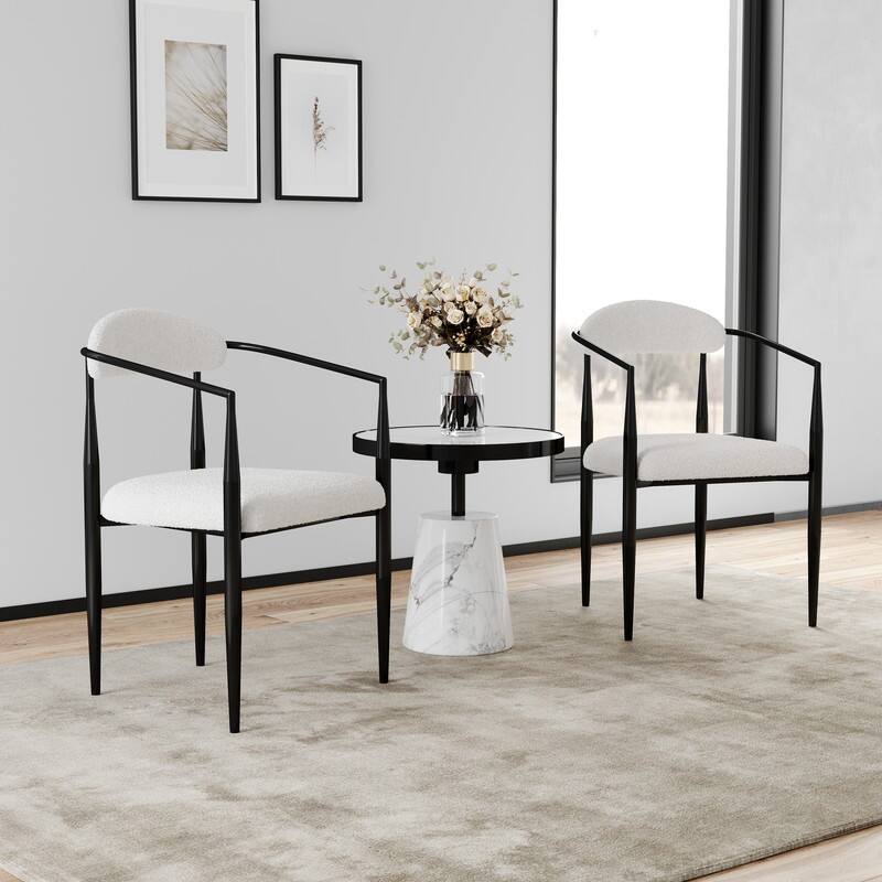 Mid-Century Modern Upholstered Dining Chairs Set of 2 with Metal Legs