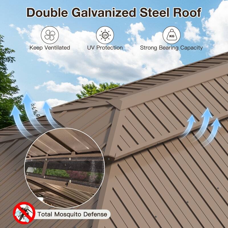 Pro Series Outdoor Hardtop Gazebo, 4.73” Extra-Thick Aluminum Columns, Galvanized Steel Roof | Premium Curtains & Netting