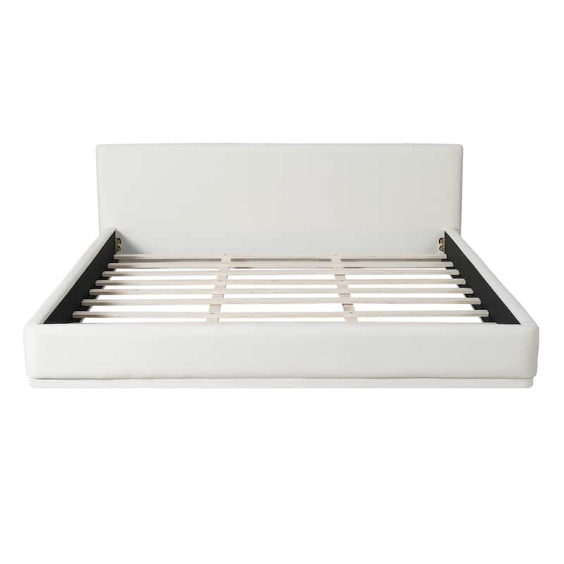Queen/King Size Upholstered Bed Frame - Soft Fabric Platform Bed, Noise Free & No Box Spring Needed