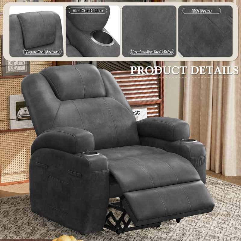 LACOO Power Lift Recliner PU Leather Reclining Chair with Massage