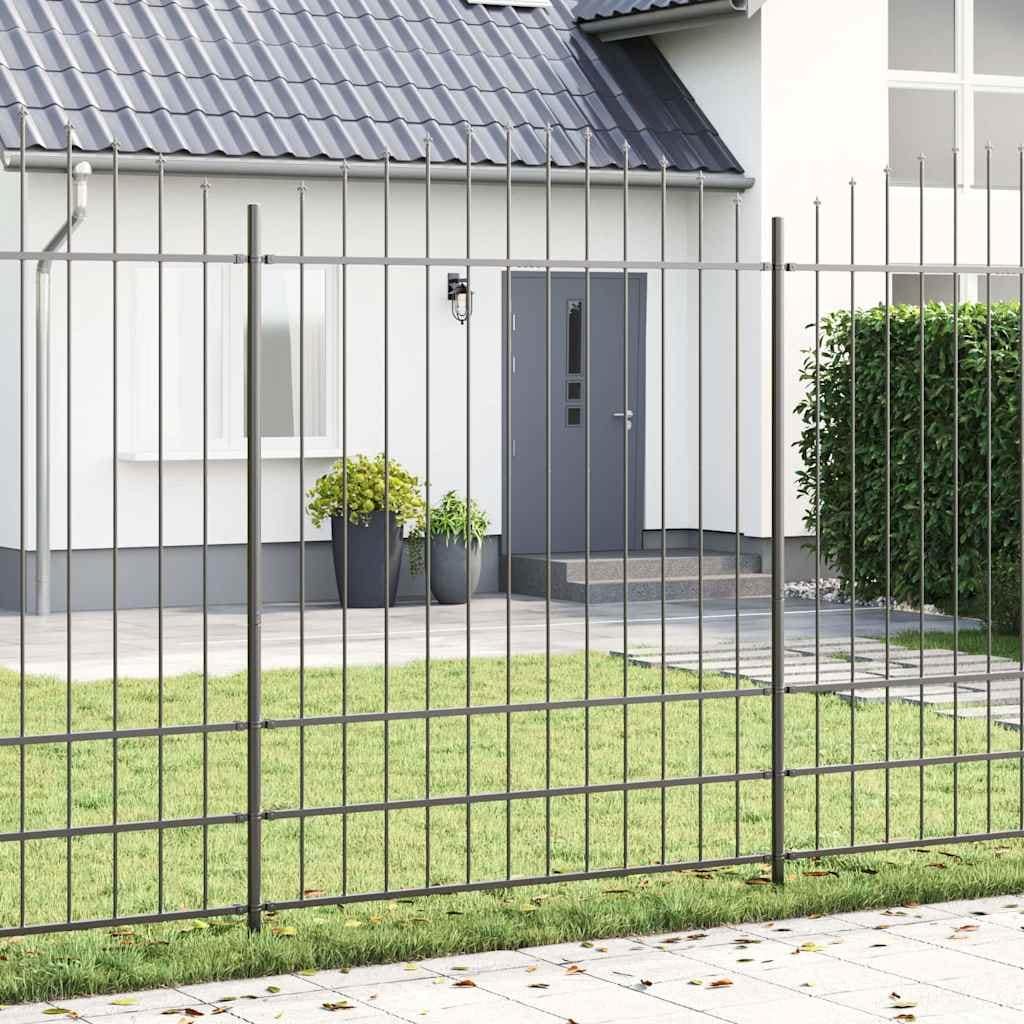 vidaXL Garden Fence Grey Powder-Coated Steel