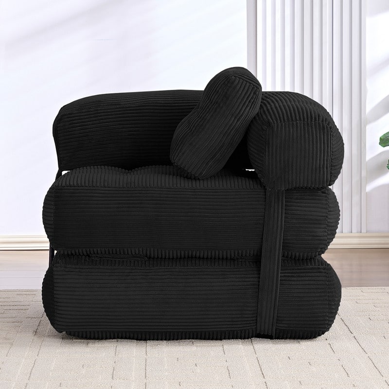 Mixoy Folding Sofa Bed, L-Shaped Convertible Sofa Bed with Armrest Foldable Sleeper Sofa