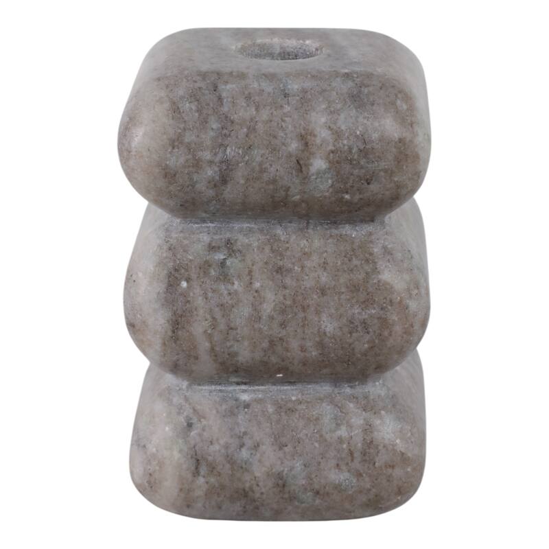 Stone Marble Curvy Pillar and Taper Holder Modern Design - 5" Ivory - 3" x 3" x 4.75" - Ivory - 3" x 3" x 4.75"
