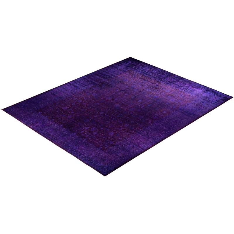Overdyed One-of-a-Kind Hand-Knotted Area Rug - Purple - 12' 2" x 15' 1"