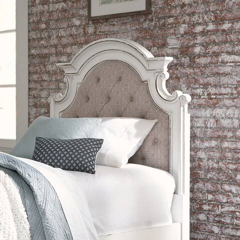 Magnolia Manor Antique White Weathered Bark Full Uph Panel Headboard