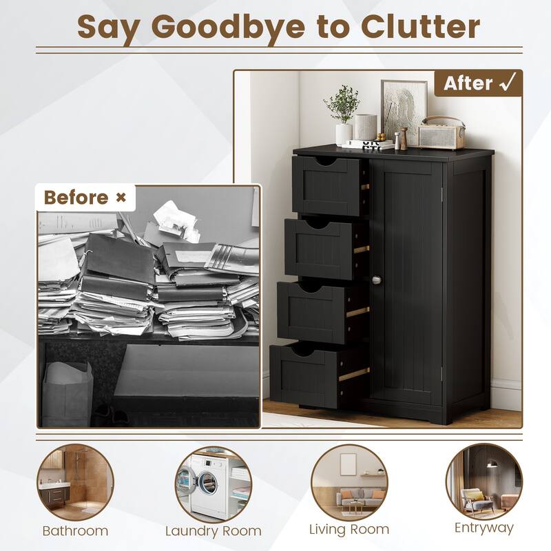 Gymax Bathroom Cabinet Floor Standing Storage Cabinet w/ 4 Drawers - See Details