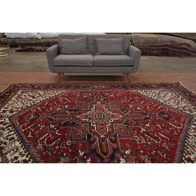 Hand Knotted Oriental 100% Wool Carpet Traditional Medallion Red Heriz Area Rug - 10' 3'' X 8' 5''