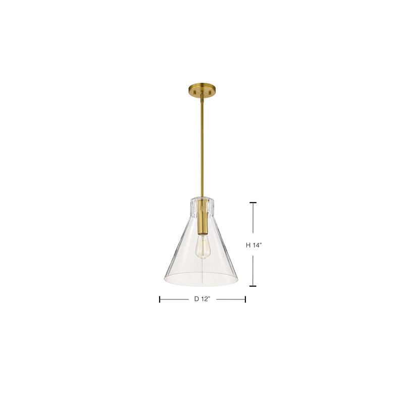 Gianna 1 Light Medium Pendant Vintage Brass Finish Clear Glass - Vintage Brass