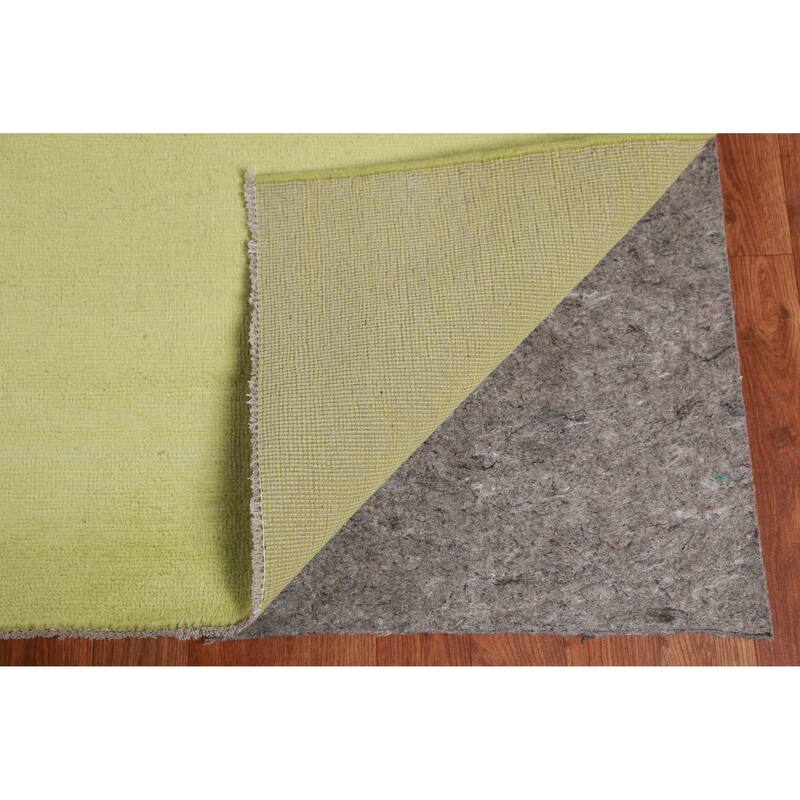 Hand Knotted Oriental 100% Wool Carpet Modern Solid Green Gabbeh Area Rug - 14' 0'' X 10' 1''