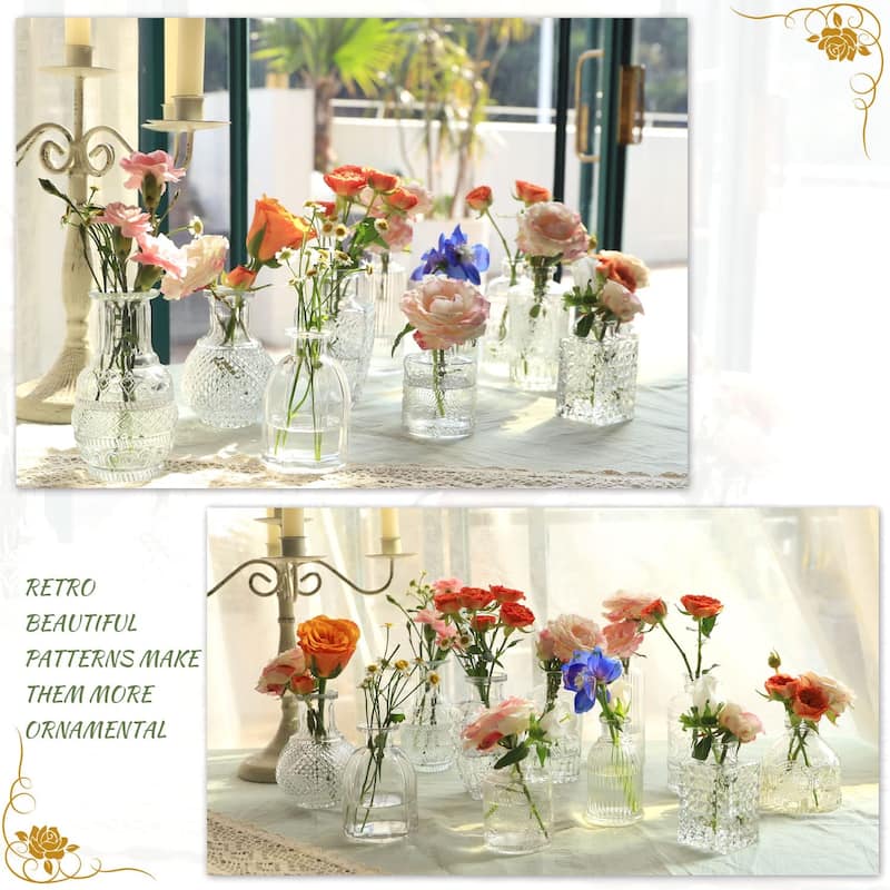 Glass Bud Vase Set of 22, Small Vases for Flowers, Clear Centerpieces