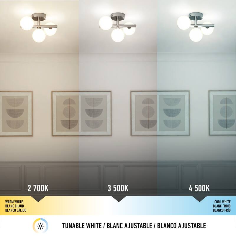 Artika Bloom Ceiling Flushmount Light, Brushed Nickel-3CCT