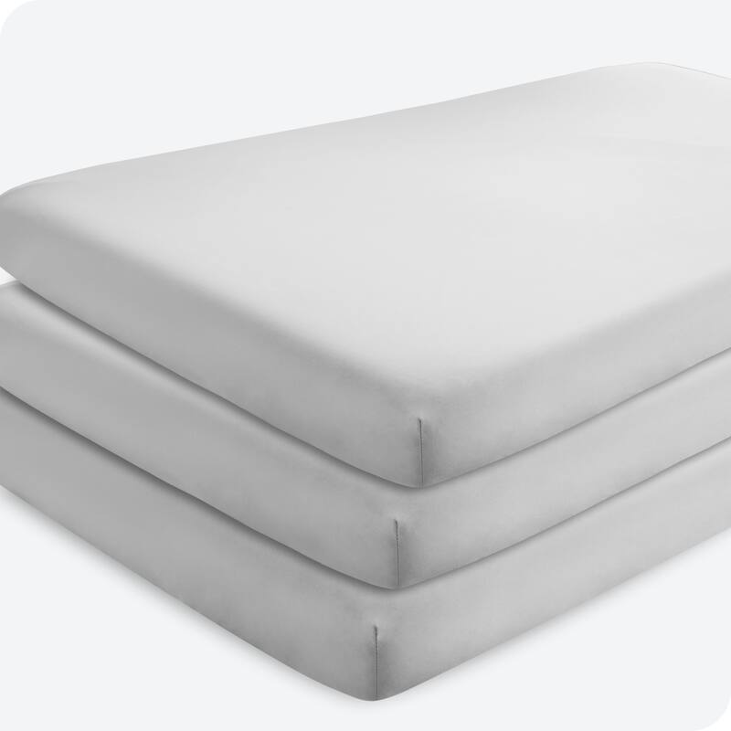Bare Home Solid Ultra-Soft Crib Fitted Sheet - Crib - 3 Pack - Cloud Grey