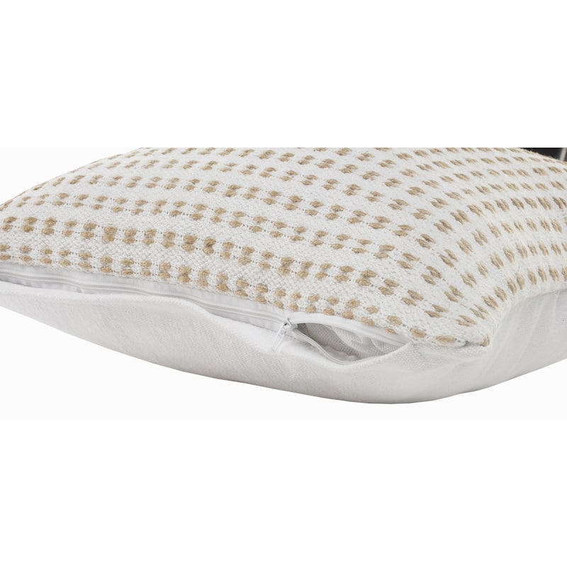 Sevita Reed Natural/White Striped Cotton Throw Pillow, Set of 2