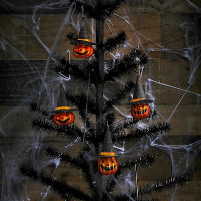 4.5" Glass Jack-O Lantern Ornament Box of 4