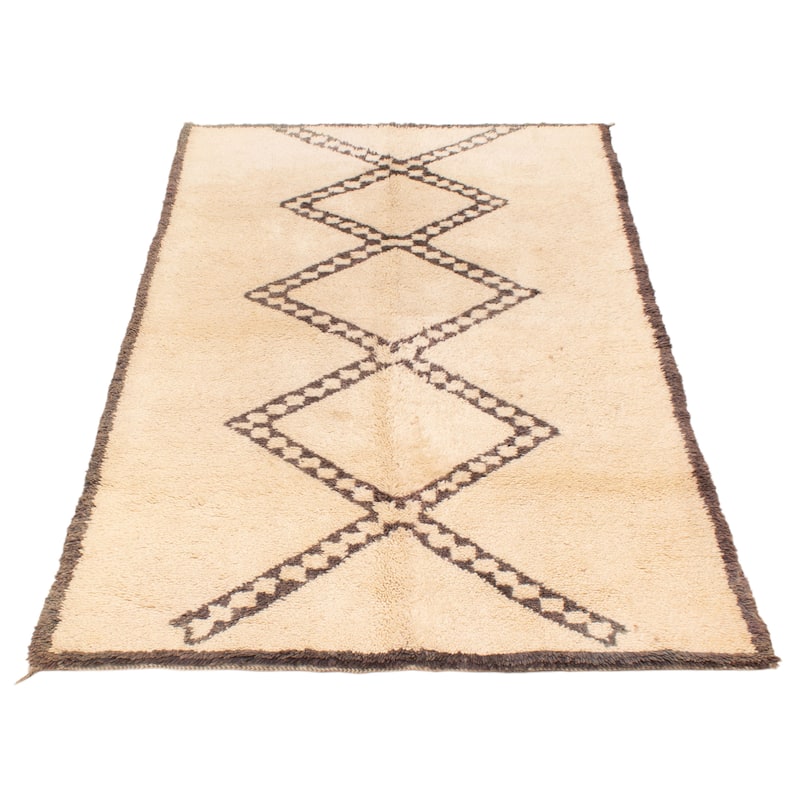 ECARPETGALLERY Hand-knotted Beni Ourain Cream Wool Rug - 5'7 x 9'2