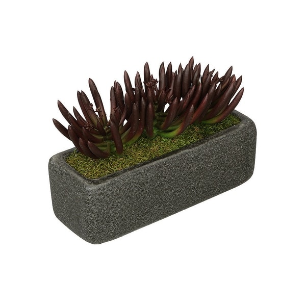 slide 2 of 6, Faux Senecio Garden in Black Sandy-Texture Ceramic Vase Burgundy