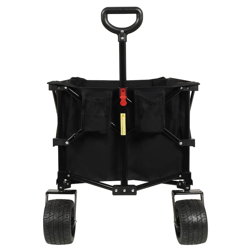 Heavy-Duty 360lb Capacity Foldable Utility Wagon-All-Terrain Quiet Wheels, Adjustable Handle & Cup Holders for Gardening