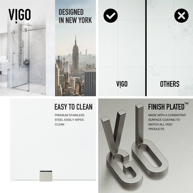 VIGO Elan Hart Frameless Sliding Shower Door