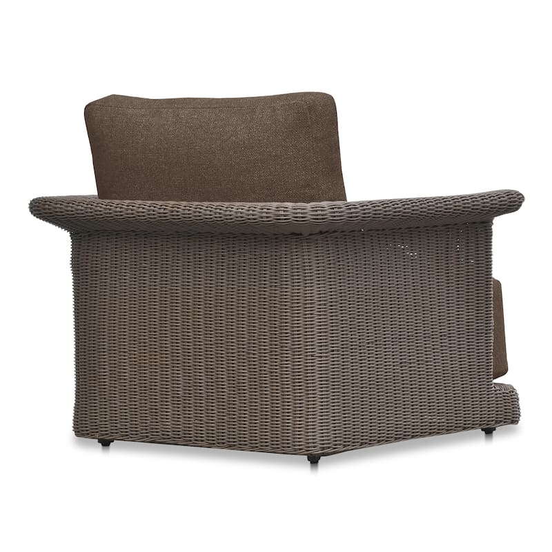 NADAAL STUDIOS Aralina Outdoor Accent Chair, Curved Windowpane Frame, Brown Stripe Upholstery