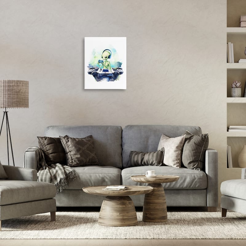 Stupell Tech Alien Playing Video Games Canvas Wall Art Design By Lil' Rue