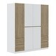 preview thumbnail 5 of 10, Freestanding Wardrobe Closet Cabinet with Hanging Rods & 4 Drawers, 6-Doors Wooden Clothes Storage Cabinet Bedroom Armoire