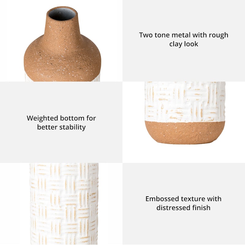 Glitzhome Set of 3 Boho Farmhouse Decorative Table/Floor Metal Vases