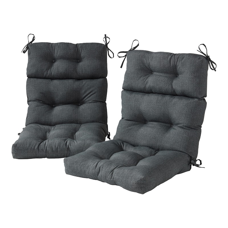 Solid Heathered 44-in x 22-in Outdoor High-Back Chair Cushion (Set of 2) (Cushions Only) - Carbon