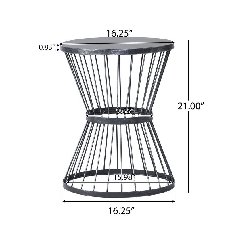 16" Modern Hourglass Side Table for Outdoor & Indoor Use