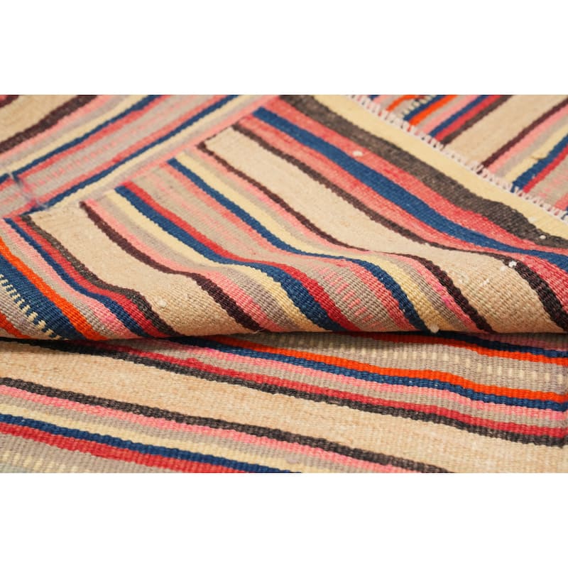Hand Woven Oriental 100% Wool Carpet Southwestern Geometric Multi-Colored Kilim Area Rug - 8' 3'' X 4' 8''