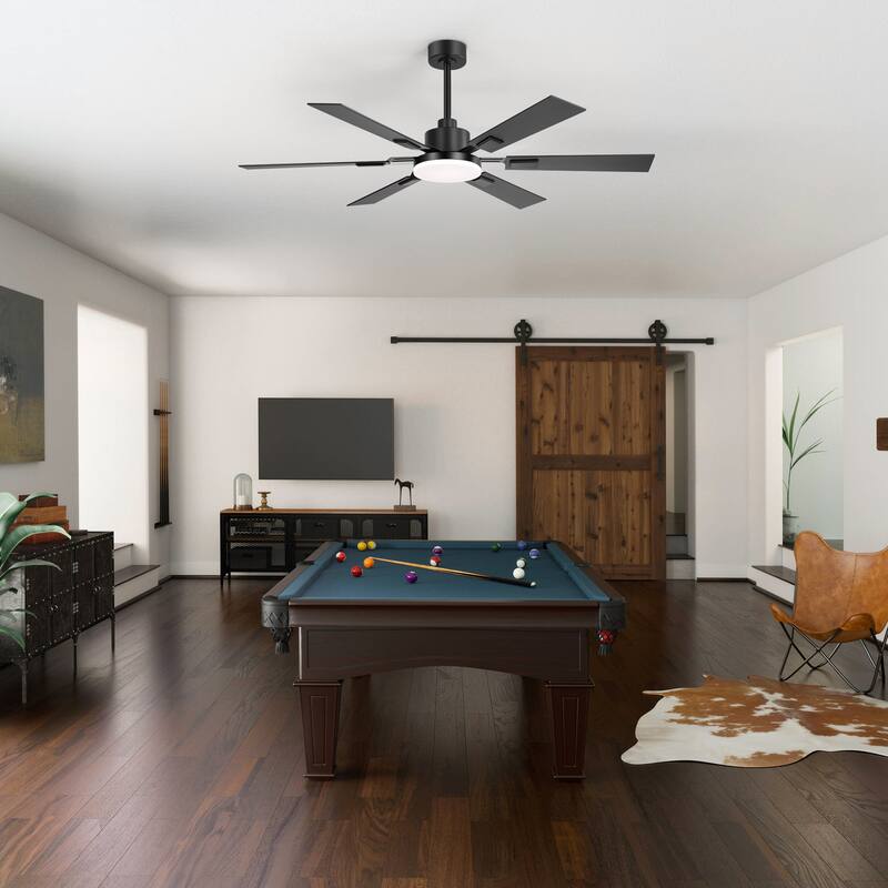 48/52/60-inch Modern Ceiling Fan with LED Light and Remote (3/5/6 Reversible Blades)