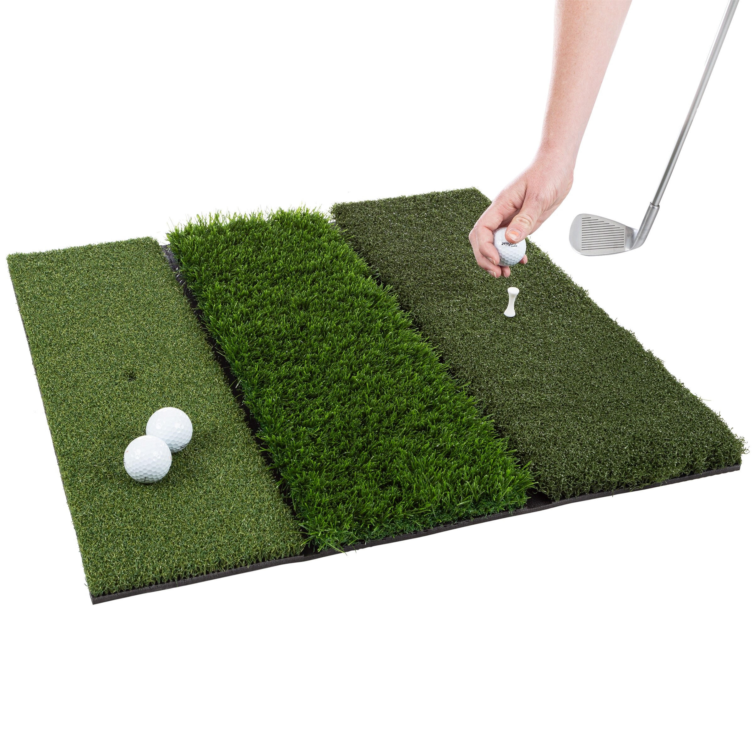 3-Level Golf Mat - 24x24 Chipping Mat with Fairway, Rough, and