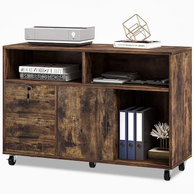 Morin Rustic Brown Lateral File Cabinet for Home Office 2 Drawers