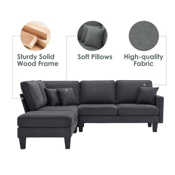 Terrycloth Modern Sectional Sofa,5-Seat Practical Couch Set