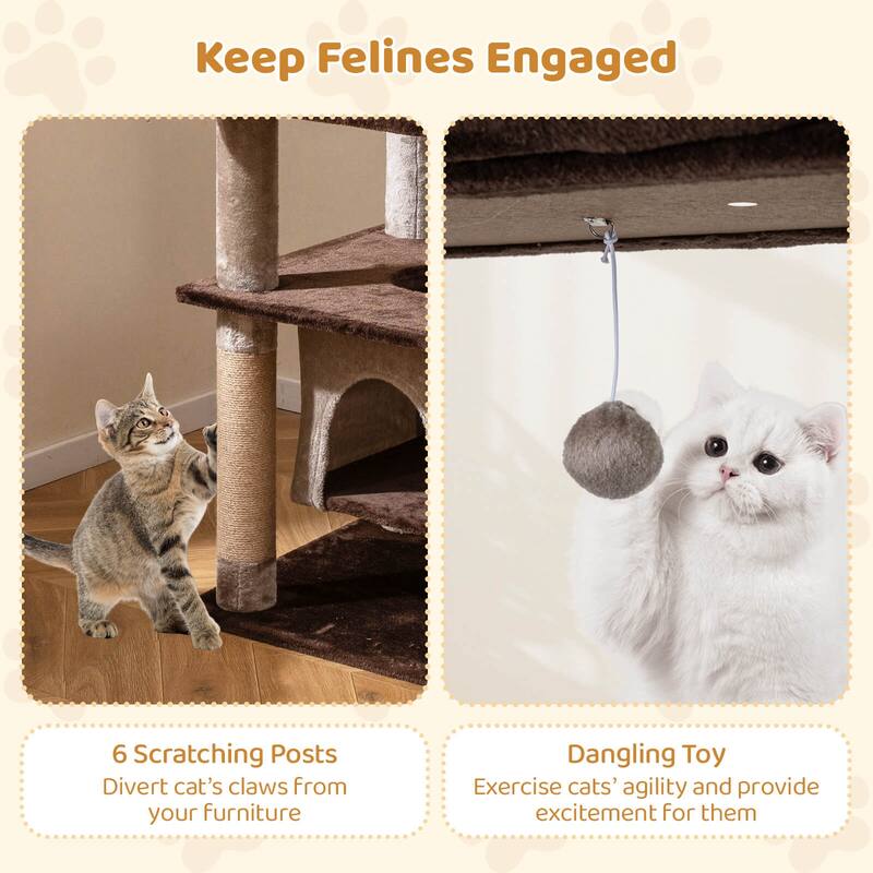 Costway Large Multi-level Cat Tree 58" Tall Cat Tower with Swaying - See Details